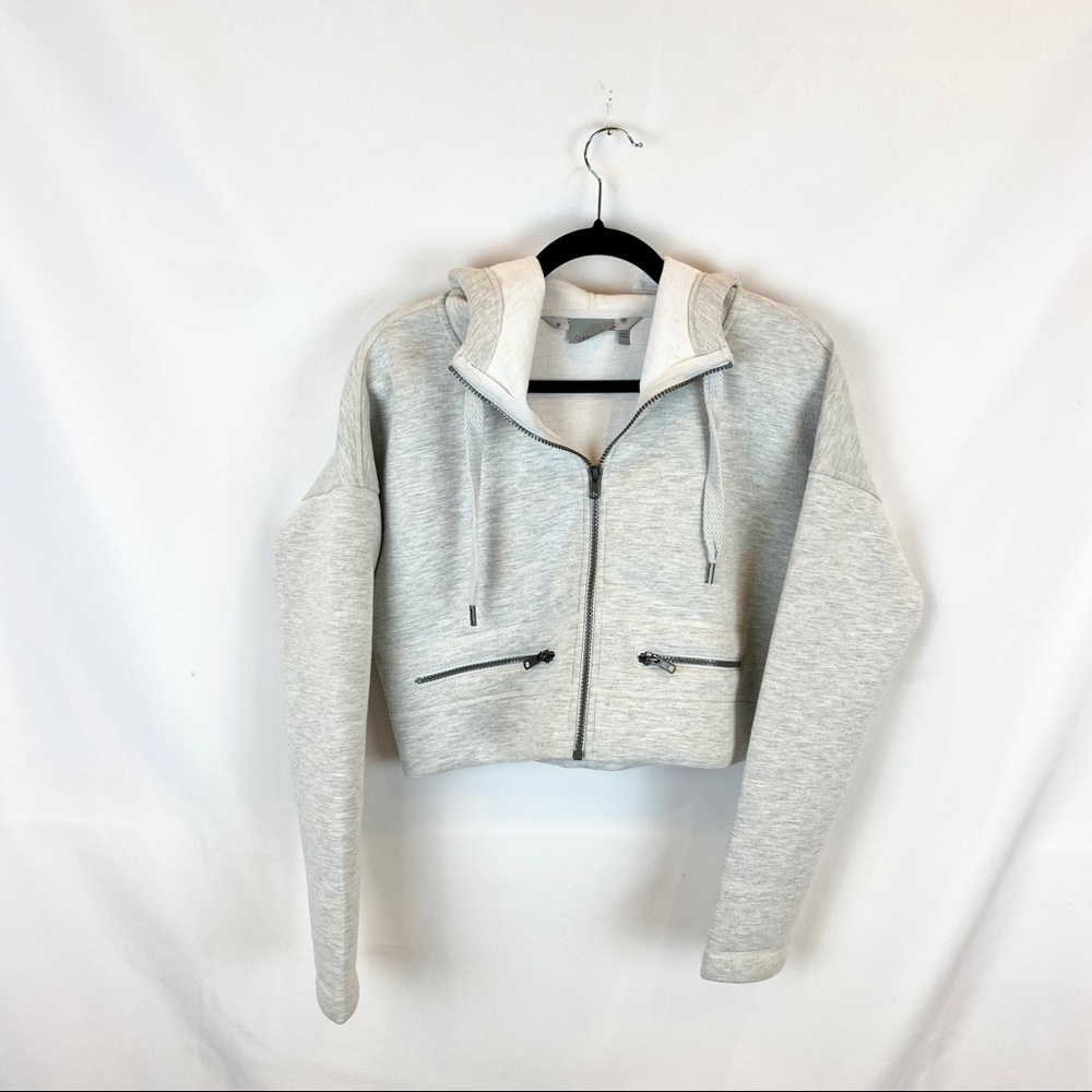Athleta Fuse Cropped Jacket Hoodie Gray - Picture 2 of 6